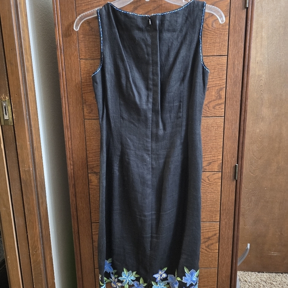 Talbots navy blue floral embroidered cut out sheath dress. - Picture 4 of 7